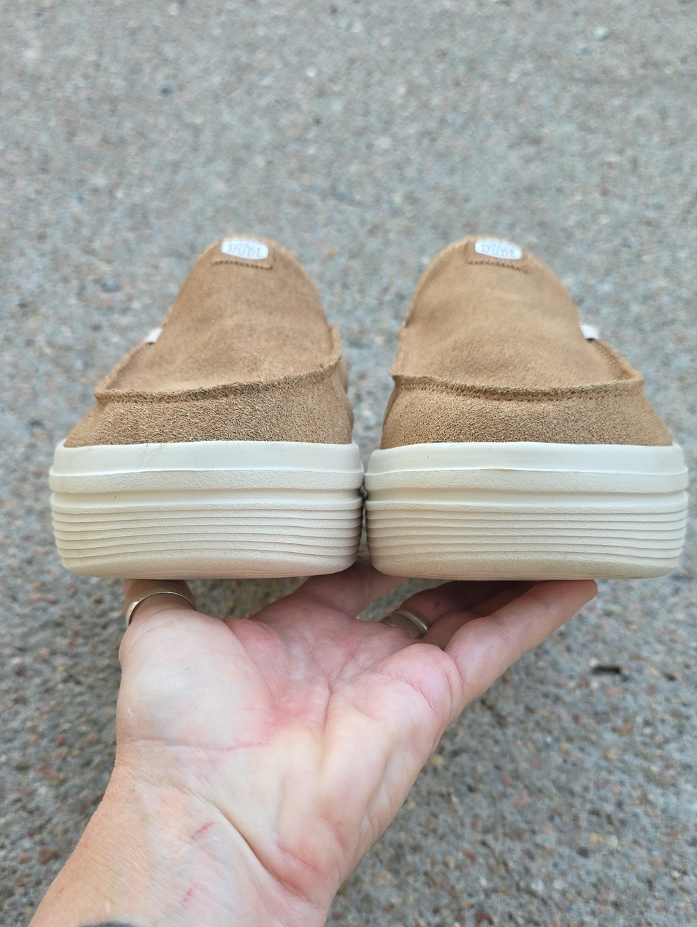 Hey Dude Austin Lift Platform Classic Tan Suede Leather Mule Size 9 - Picture 8 of 12